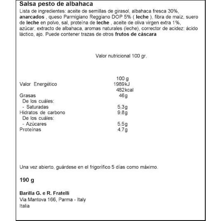 SALSA PESTO BARILLA FRASC 190 GR