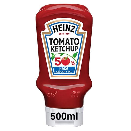 KETCHUP BOCABAJO 50% SAL/AZUCAR HEINZ PET 500 GR