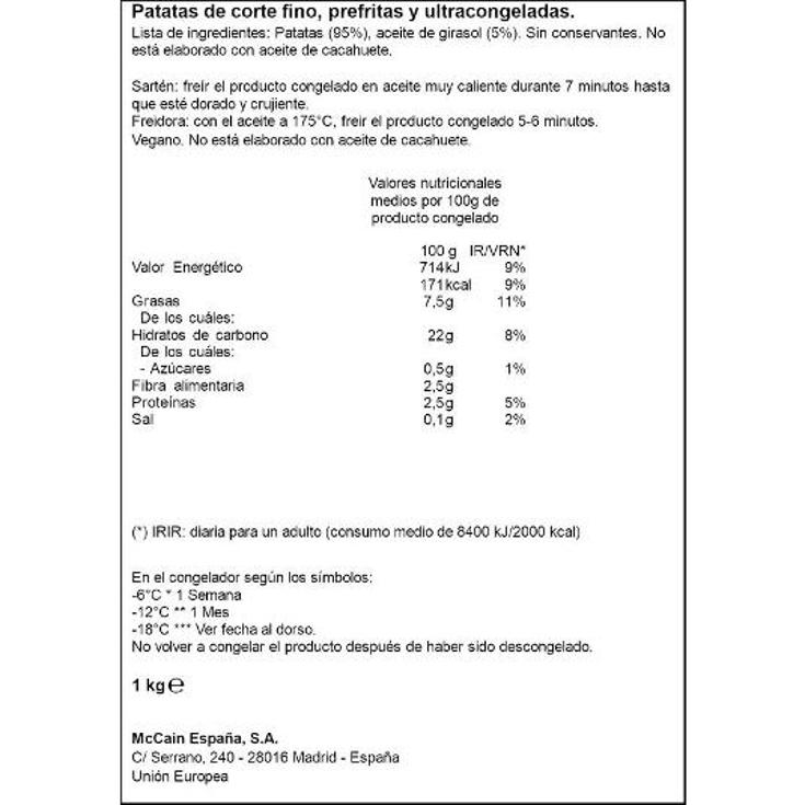 PATATAS PREFRITAS GOLDEN LONG MC CAIN BOLSA 1 KG