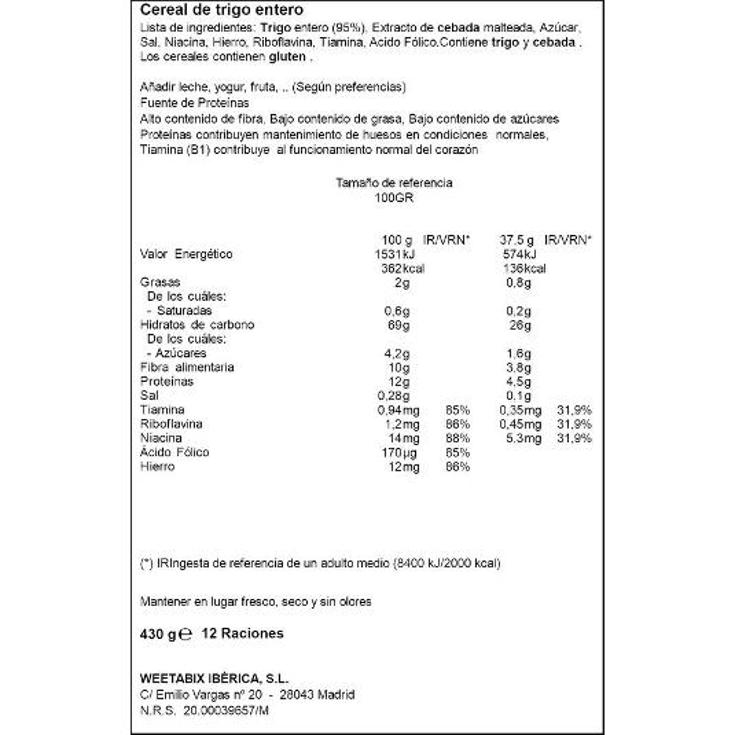 CEREALES FIBRA WEETABIX PQTE 430 GR