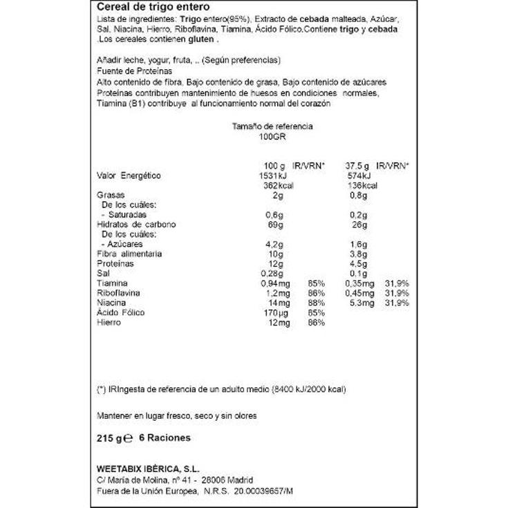 CEREALES FIBRA WEETABIX CAJA 215 GR