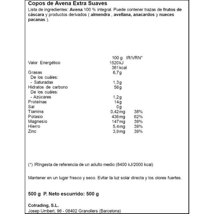 COPOS AVENA SUAVE KOLLN CAJA 500 GR