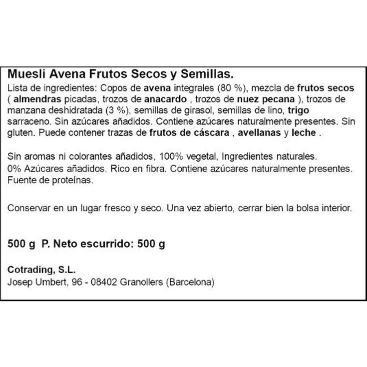 AVENA CON FRUTOS SECOS SEMILLAS KOLLN CAJA 500 GR