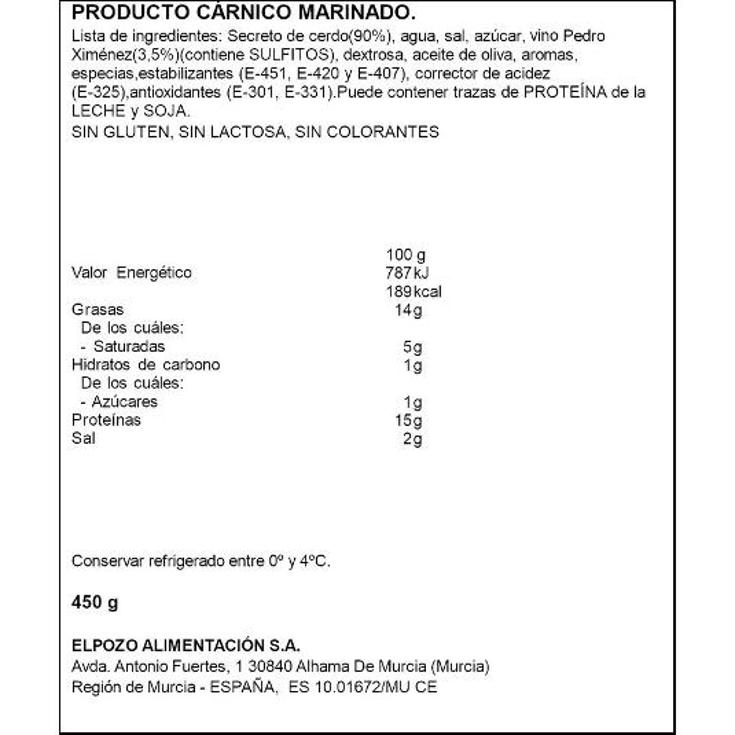 SECRETO CERDO AL PEDRO XIMENEZ EL POZO