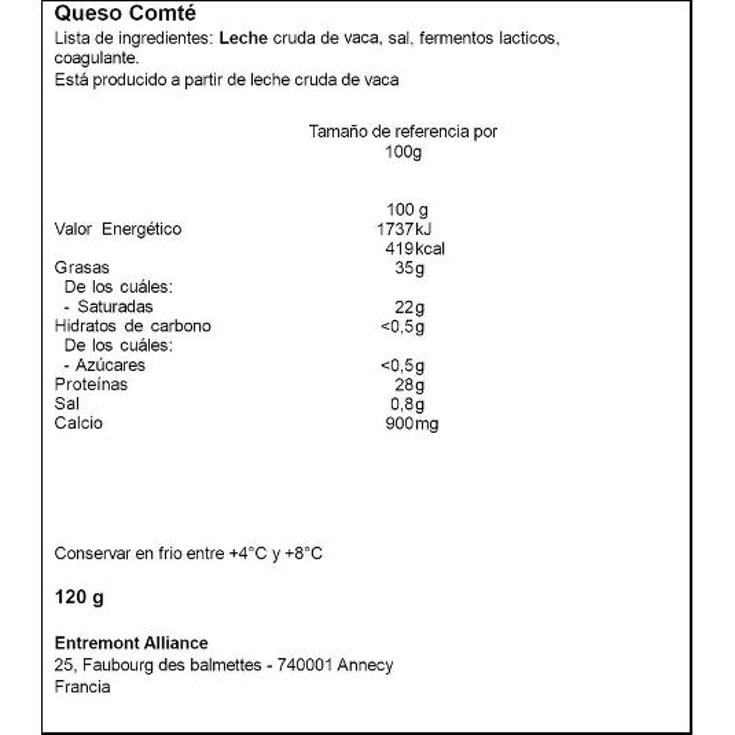 QUESO COMTE DOP ENTREMONT PQTE 120 GR