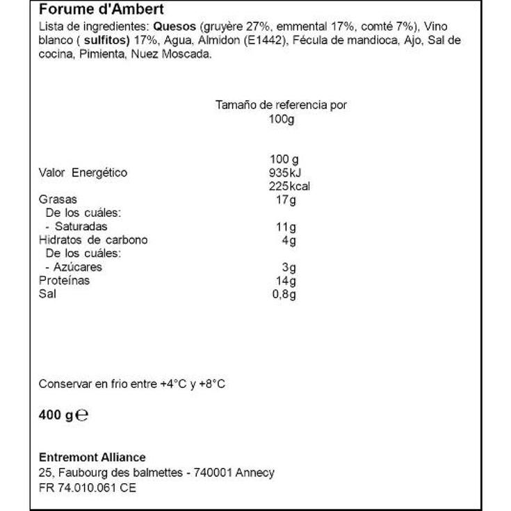 QUESO FUNDIR 48% M.G ENTREMONT ESTUCH 400 GR