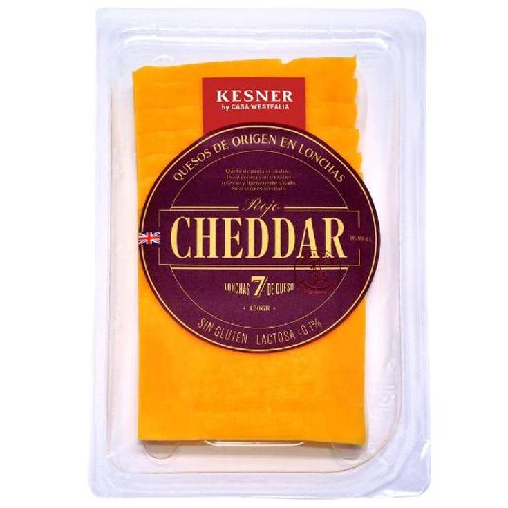 QUESO CHEDDAR ROJO LONCHAS KESNER BANDEJ 120 GR