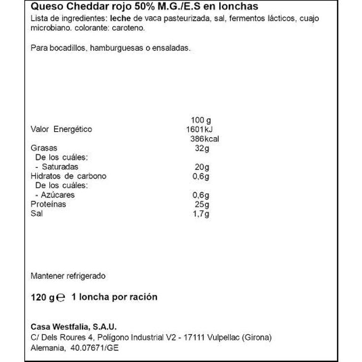 QUESO CHEDDAR ROJO LONCHAS KESNER BANDEJ 120 GR
