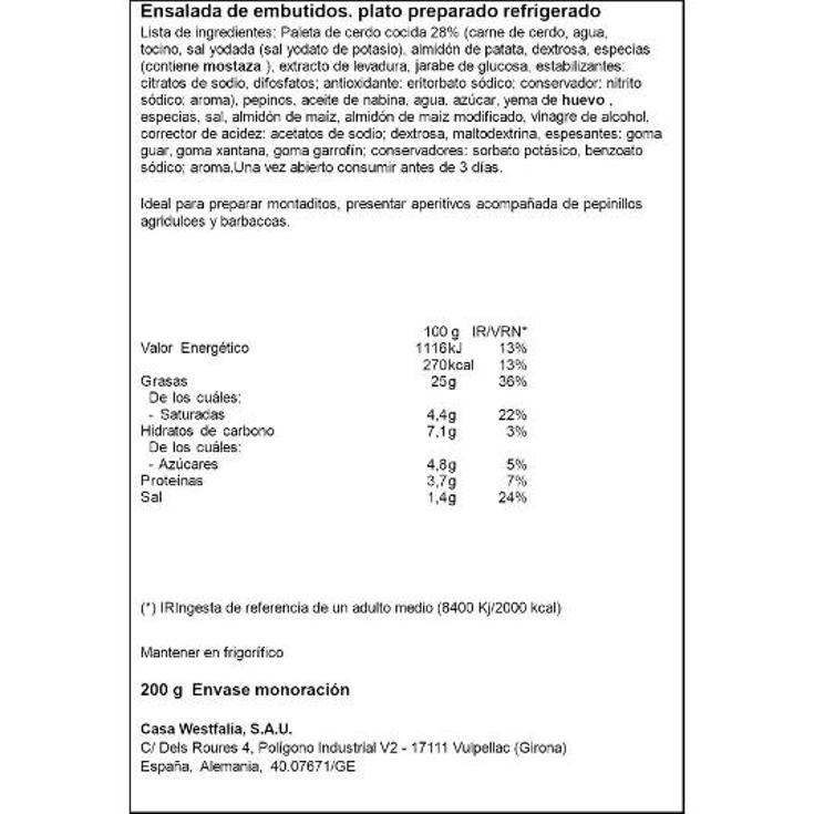 ENSALADA DE EMBUTIDOS BRUCKMANN BANDEJ 200 GR