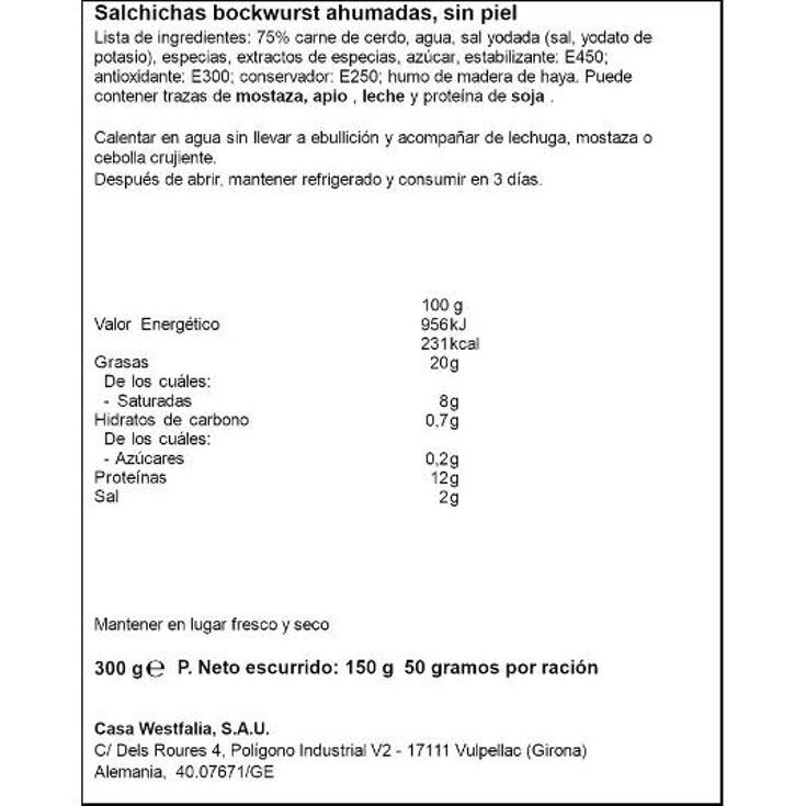 SALCHICHA COCTEL WESTFALIA FRAS 150 GR