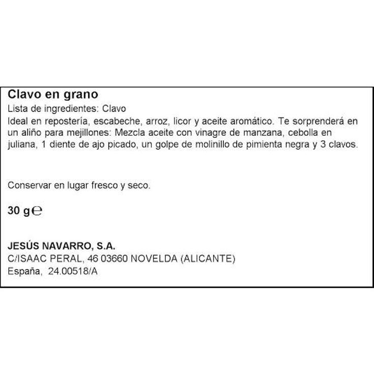 ESPECIAS CLAVO EN GRANO CARMENCITA FRASCO 30 GR