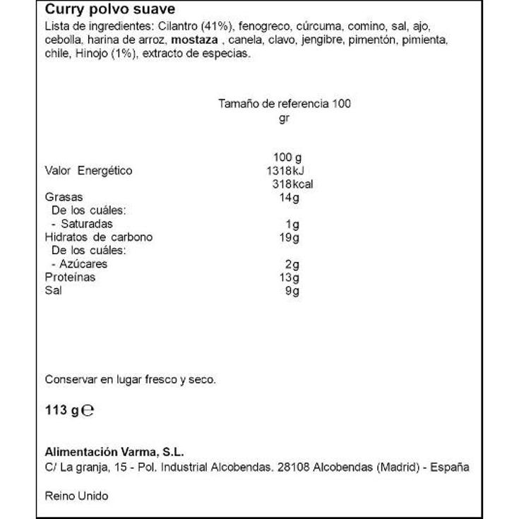 CURRY POLVO MILD/SUAVE SHARWOOD S BOTE 113 GR