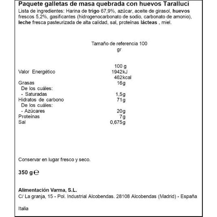 GALLETA TARALUCCI MULINO BIANC PQTE 350 GR