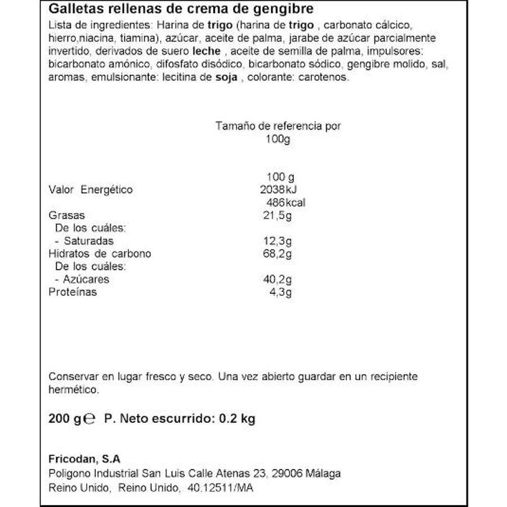 GALLETAS GINGER CRUNCH CREAMS FOX PQTE 168 GR