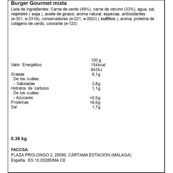 BURGER GOURMET MIXTA PROLONGO BIPACK 360 GR