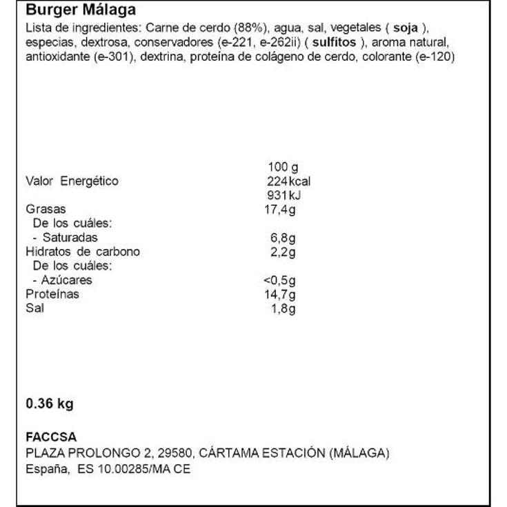 BURGER SALCH.MALAGA PROLONGO BIPACK 360 GR