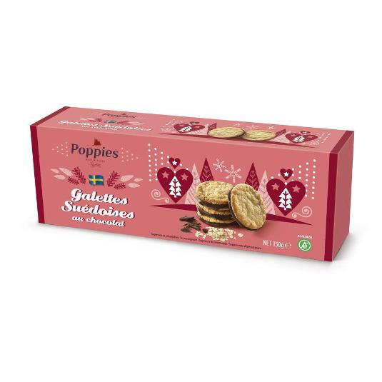 GALLETA AVENA CHOCO DOBLE POPPIES CAJA 150 GR