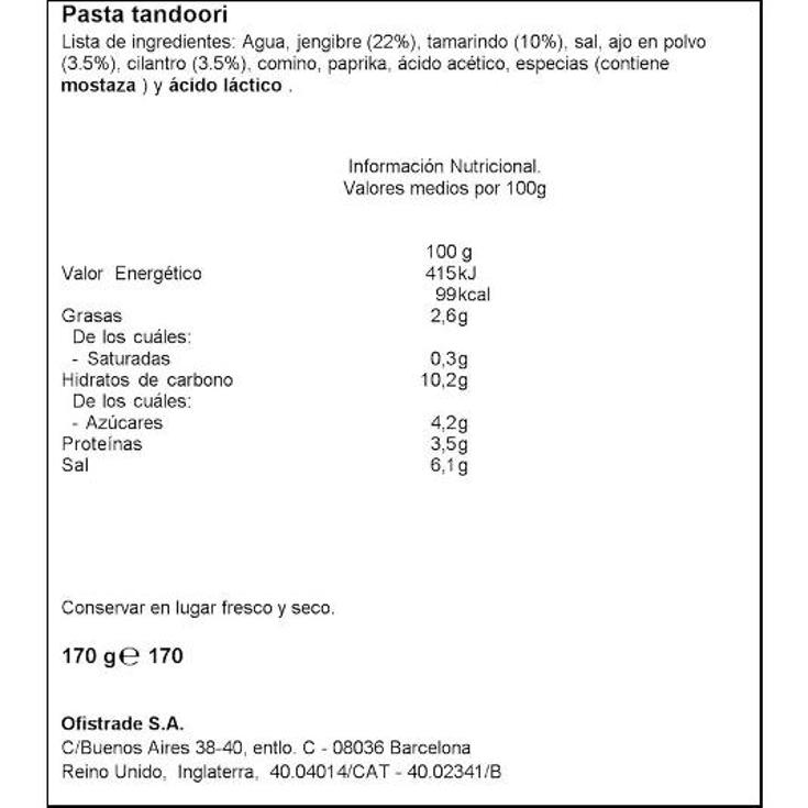 PASTA TANDOORI PATAK S TARRO 170 GR