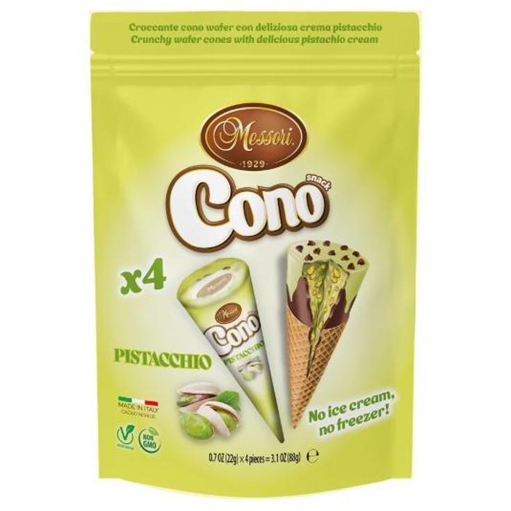 CONO CRUJIENTE RELL.PISTACHO X4 MESSORI BOLSA 88 GR