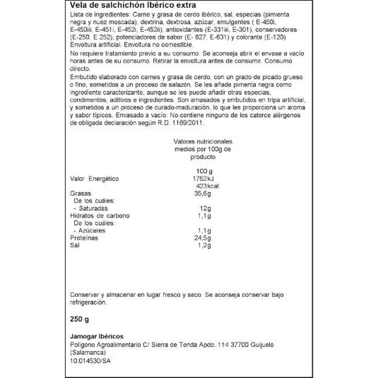 SALCHICHON IBERICO JAMOGAR PIEZA 500 GR
