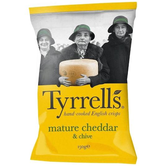 POTATO CHEDDAR CHIVES TYRRELLS BOLSA 150 GR