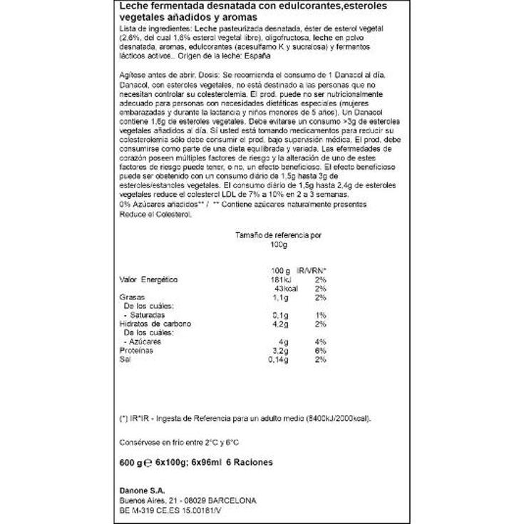 DANACOL NATURAL LIQUIDO 6X100 DANONE PACK 600 GR
