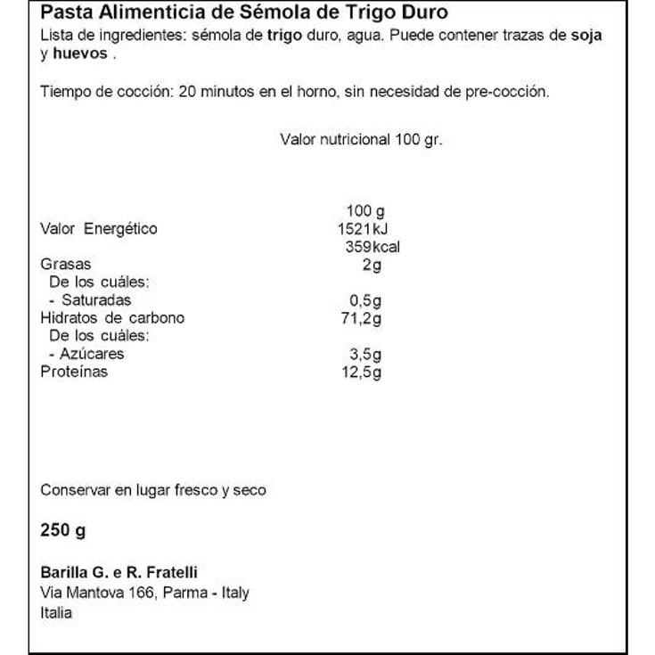 LASAGNE BARILLA PQTE 250 GR