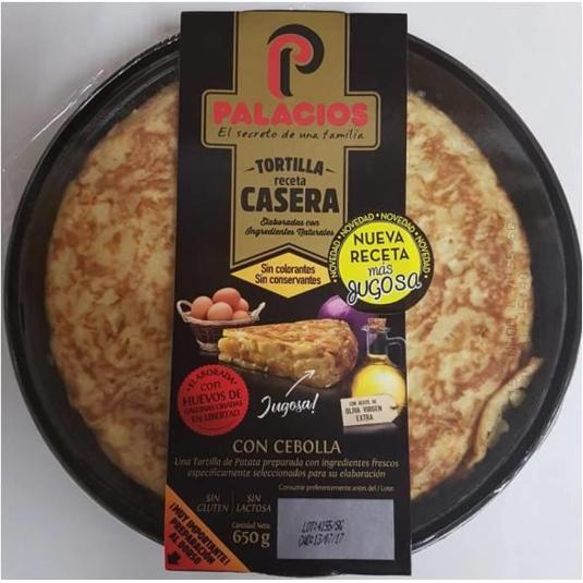 TORTILLA PATATA CON CEBOLLA PALACIOS UNIDAD 600 GR