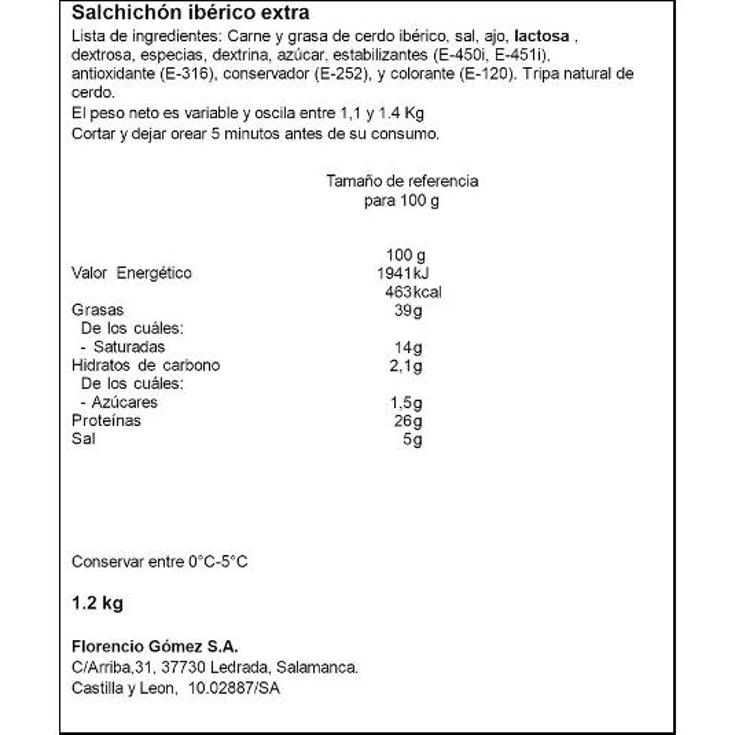 SALCHICHON IBERICO CULAR EXTRA FLOREN.GOMEZ