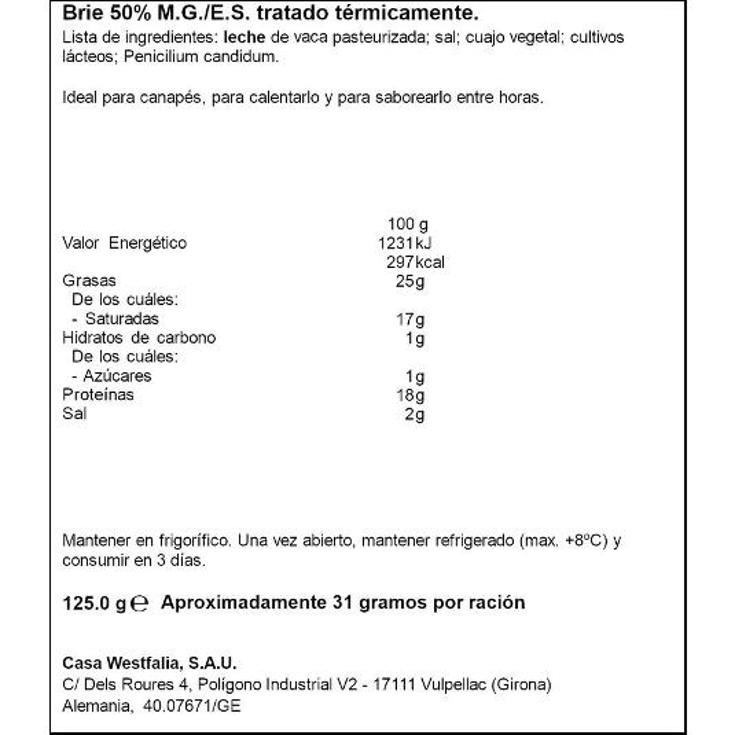 QUESO BRIE PRESTIGE 50% M.G. ALPENHAIN UNIDAD 125 GR