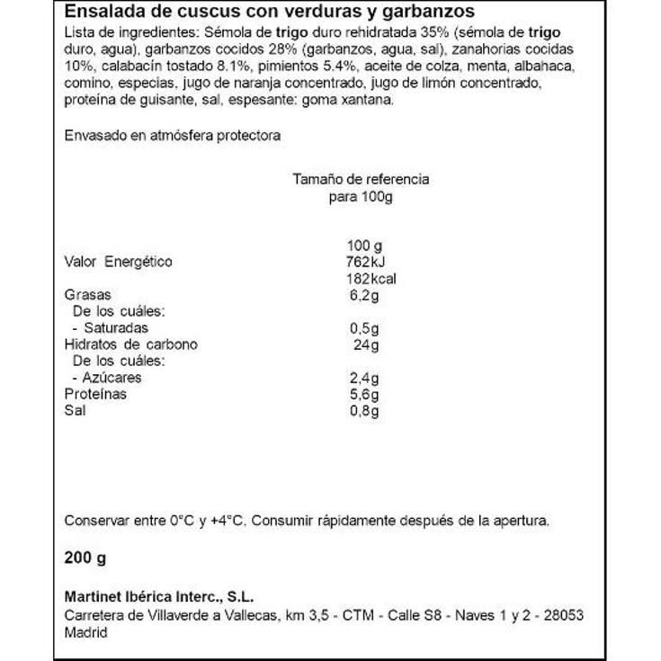 ENSALADA COUS COUS GARBANZO PIERRE MARTI TRRNA 200 GR