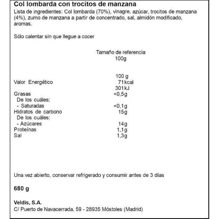 COL LOMBARDA CON MANZANA STOLLENWERK TARRO 680 GR