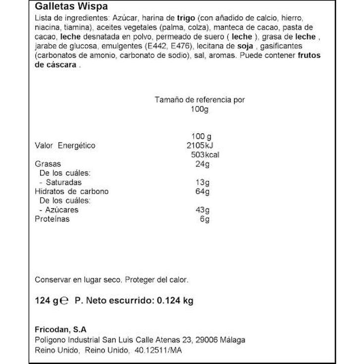 GALLETA WISPA CADBURY PQTE 125 GR